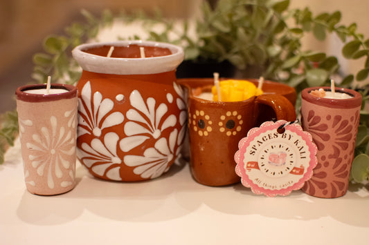 White talavera tazita candle